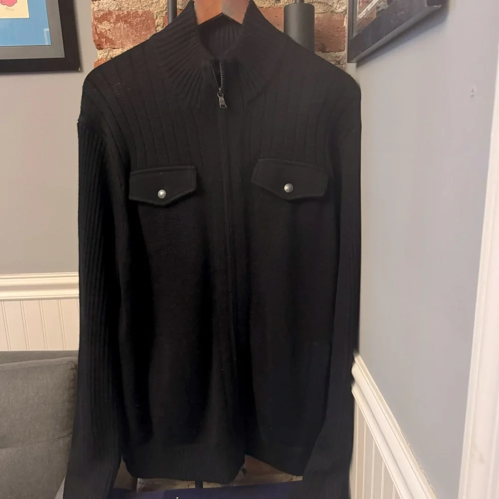 Banana Republic Black Men’s Wool Blend Full Zip Cardigan Size XL